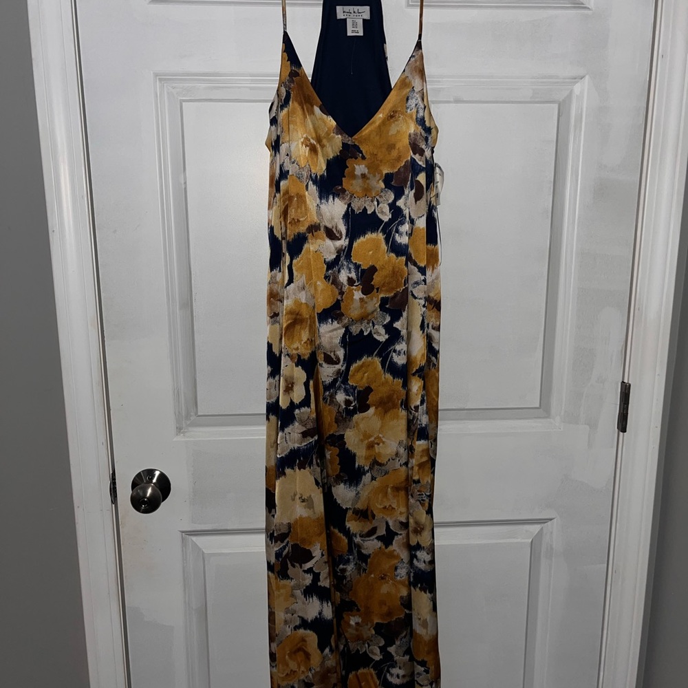 Floral Maxi Dress in Blue and Gold